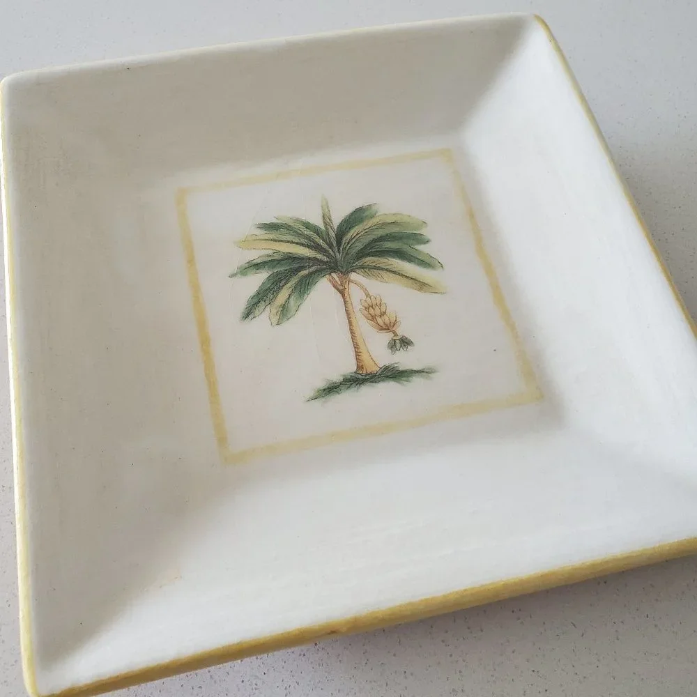 Williams Sonoma Verano Tile Banana Tree Plate Made in Italy